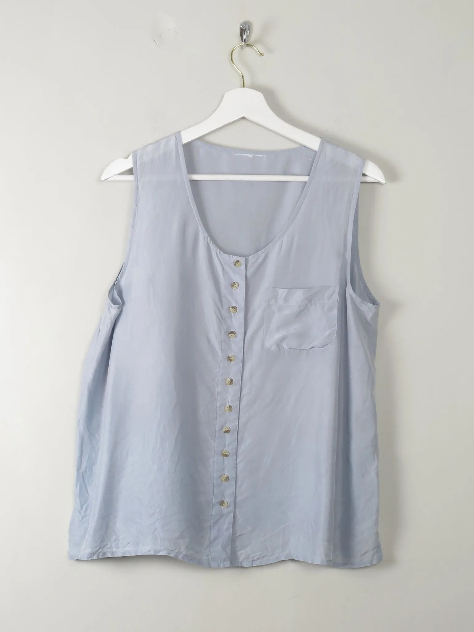 Vintage Blue Silk Top L