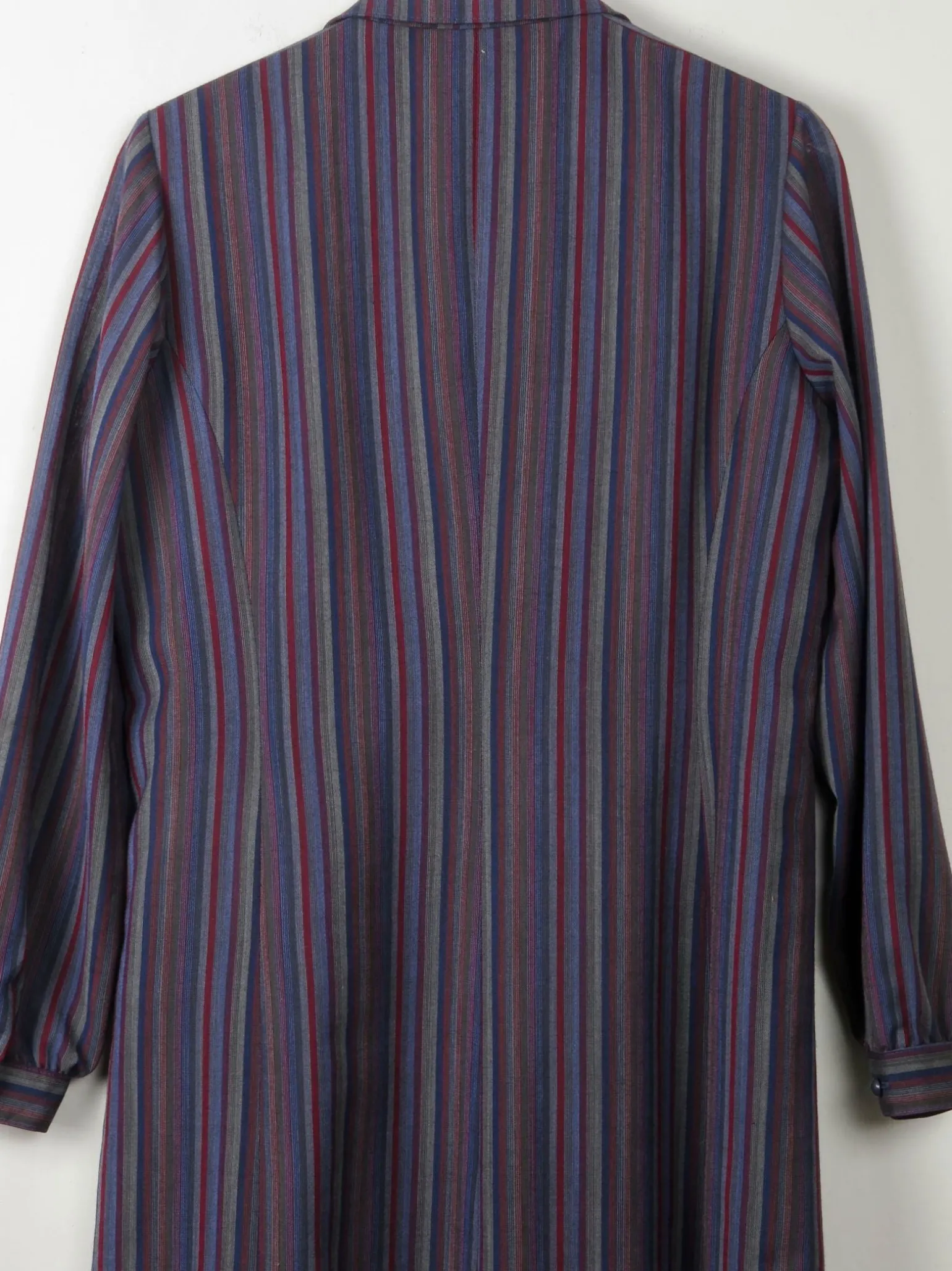 Vintage Blue Wool Striped Shirt Dress With Collar S/.M