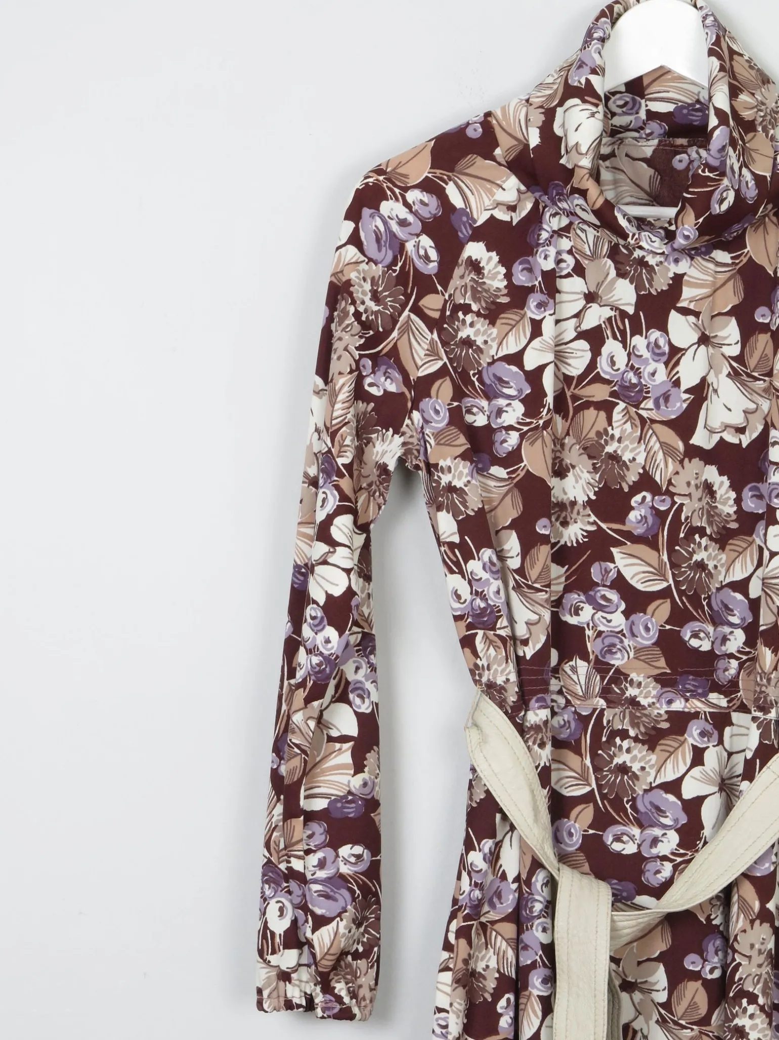Vintage Botanical Graphic Print 1970s Dress S/M