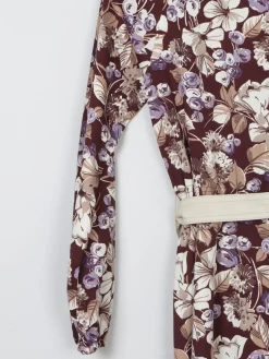 Vintage Botanical Graphic Print 1970s Dress S/M