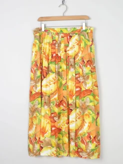 Vintage Bright Printed Midi Skirt L