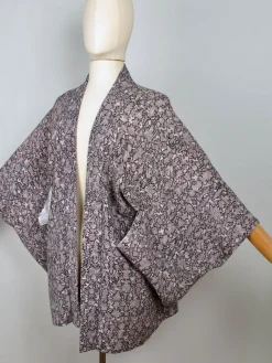 Vintage Brocade Harori Kimono Pink & Grey M