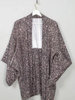 Vintage Brocade Harori Kimono Pink & Grey M