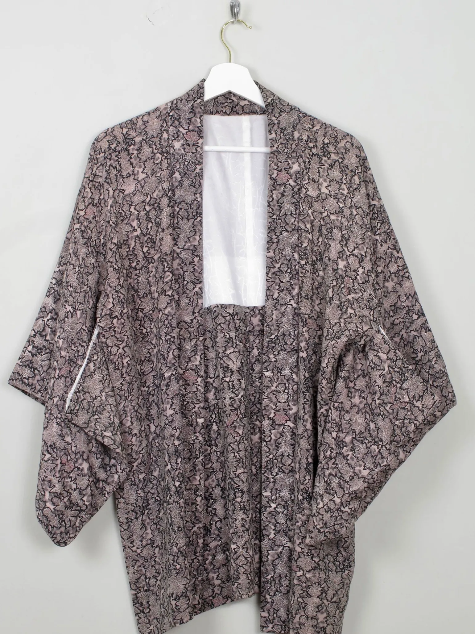Vintage Brocade Harori Kimono Pink & Grey M