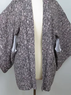 Vintage Brocade Harori Kimono Pink & Grey M