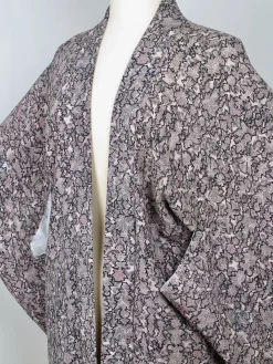 Vintage Brocade Harori Kimono Pink & Grey M