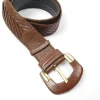 Vintage Brown Leather Belt Weave Style S/M
