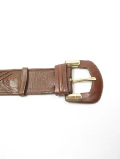 Vintage Brown Leather Belt Weave Style S/M