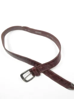 Vintage Brown Leather Belt Espirt Mock Crock S