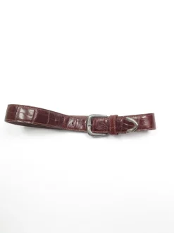 Vintage Brown Leather Belt Espirt Mock Crock S