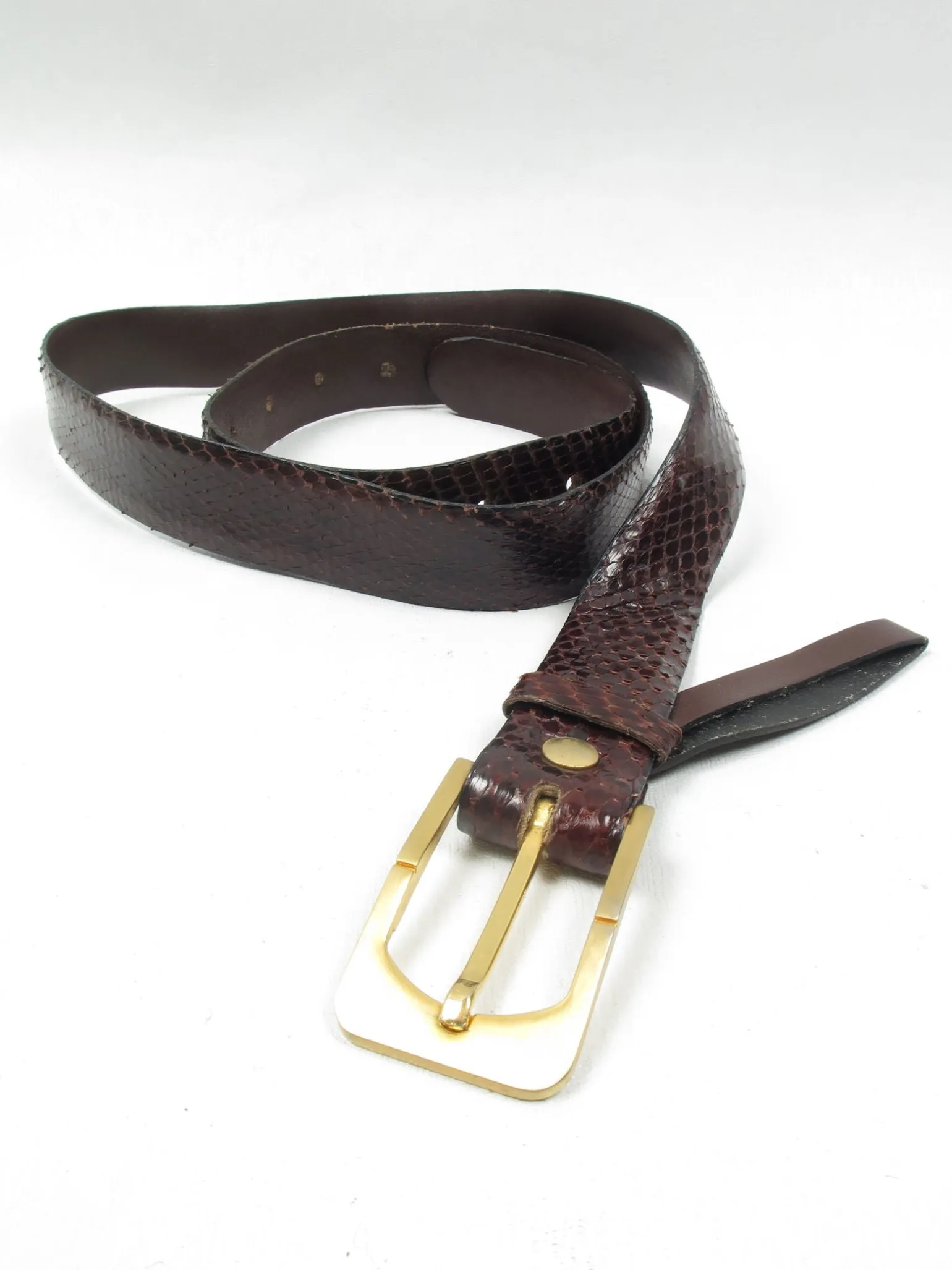 Vintage Brown Snake Skin Belt M/L