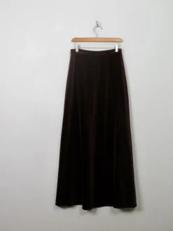 Vintage Brown Velvet Maxi Skirt 29" W S