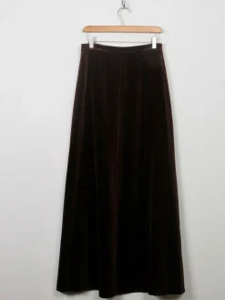 Vintage Brown Velvet Maxi Skirt 29" W S