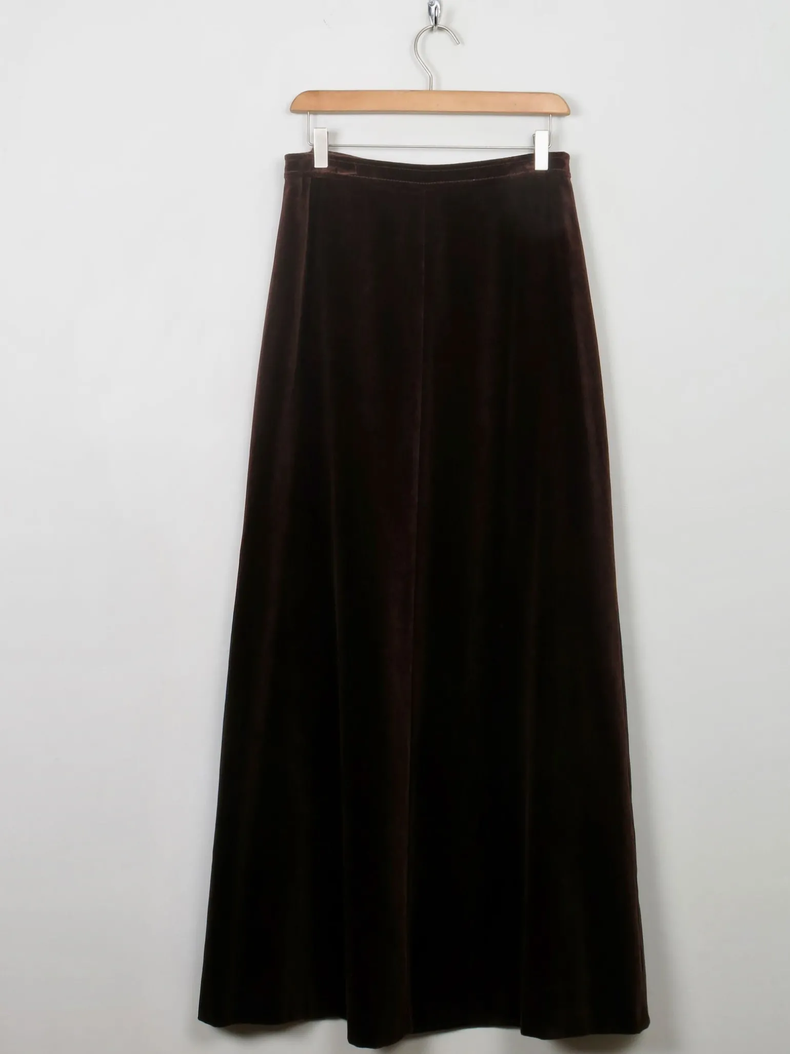 Vintage Brown Velvet Maxi Skirt 29" W S