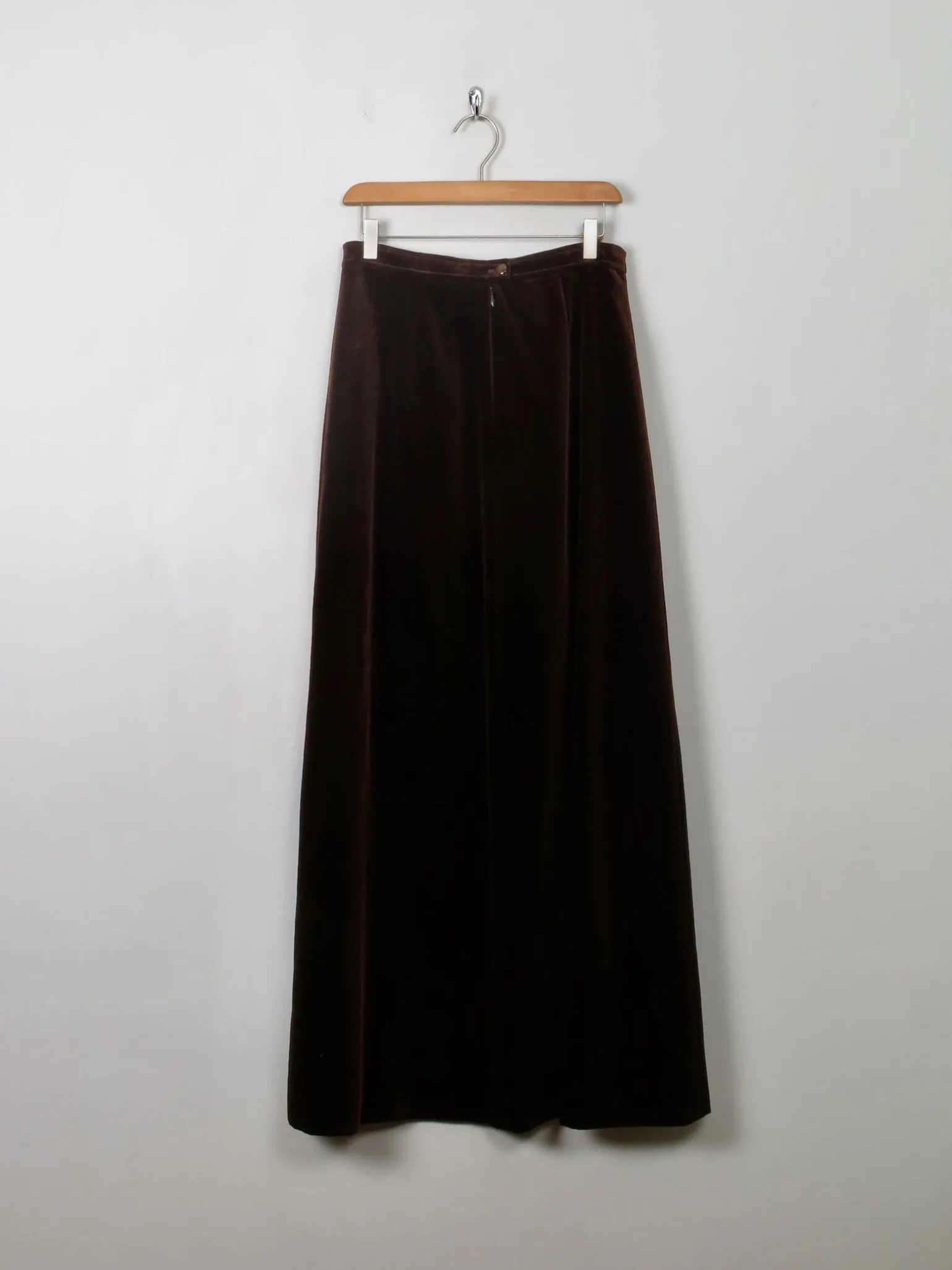 Vintage Brown Velvet Maxi Skirt 29" W S