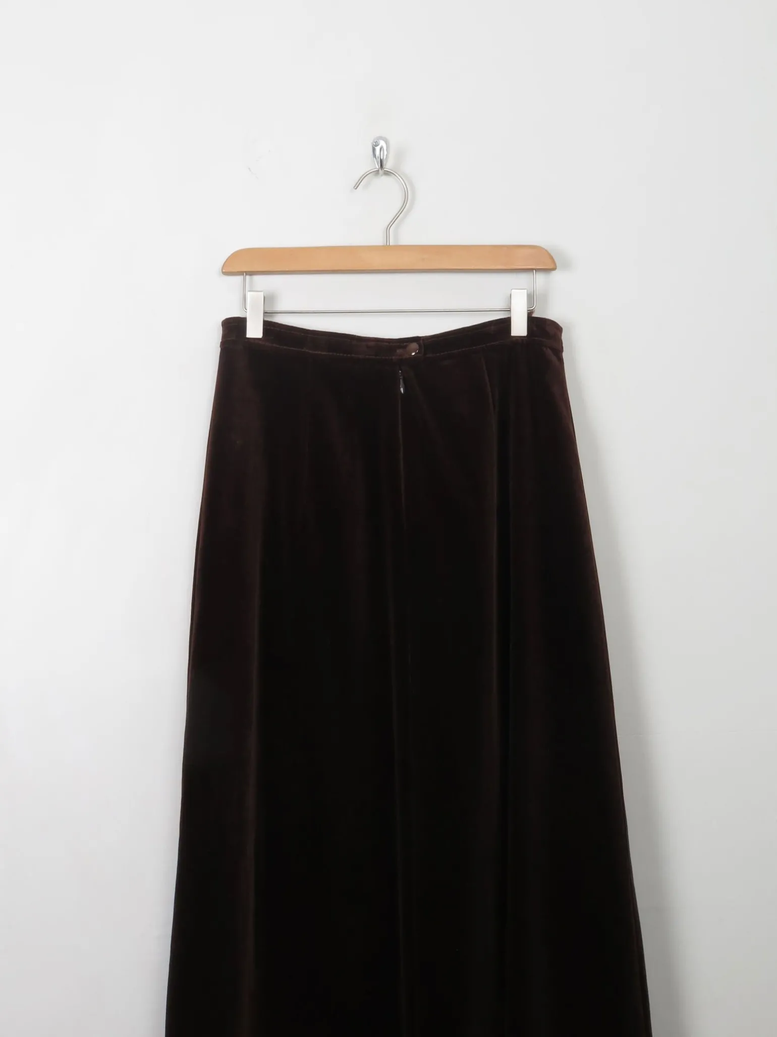 Vintage Brown Velvet Maxi Skirt 29" W S
