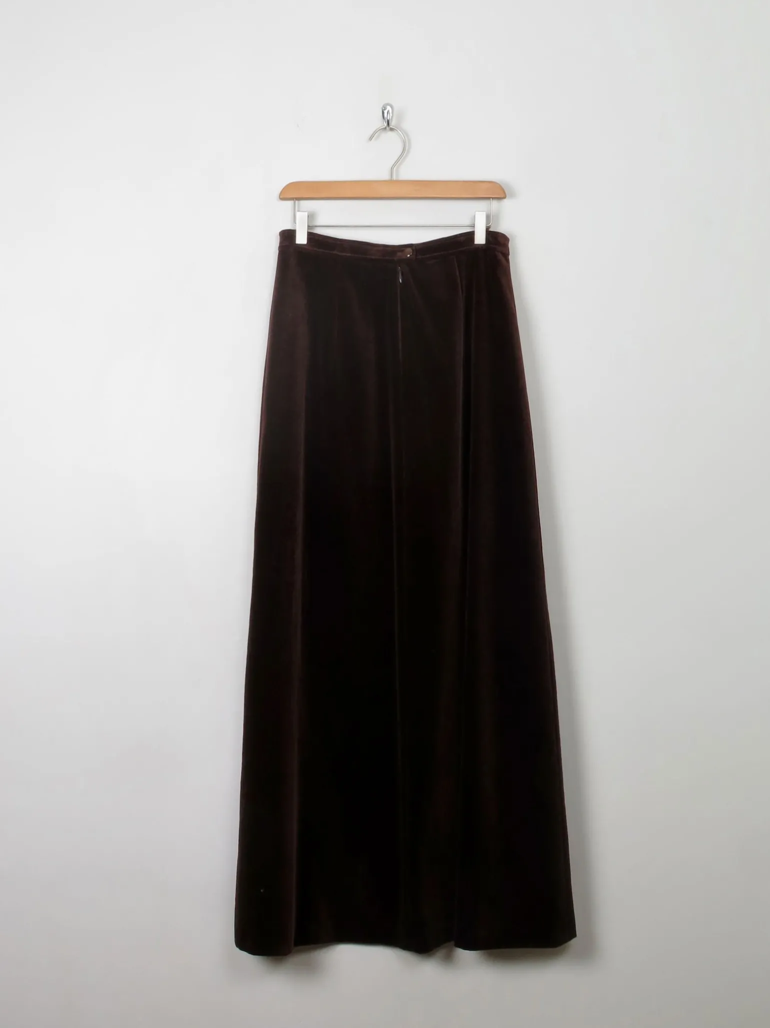 Vintage Brown Velvet Maxi Skirt 29" W S
