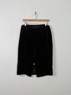 Vintage Brown Velvet Skirt L/XL