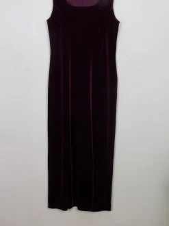 Vintage Burgundy Velvet Fitted Dress L/XL