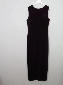 Vintage Burgundy Velvet Fitted Dress L/XL