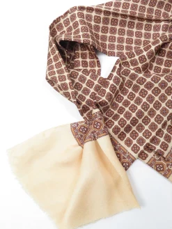 Vintage Buttermilk & Brown Printed Mens Scarf
