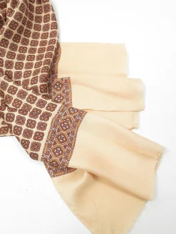 Vintage Buttermilk & Brown Printed Mens Scarf