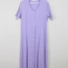 Vintage Button Down Lilac Dress Midi L