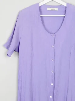 Vintage Button Down Lilac Dress Midi L