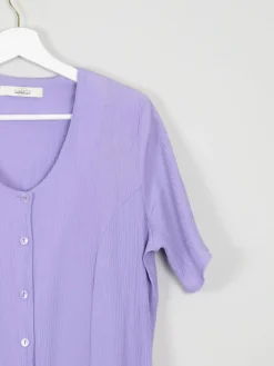 Vintage Button Down Lilac Dress Midi L