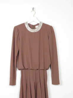 Vintage Caramel Brown Neiman Marcus Midi Dress 8