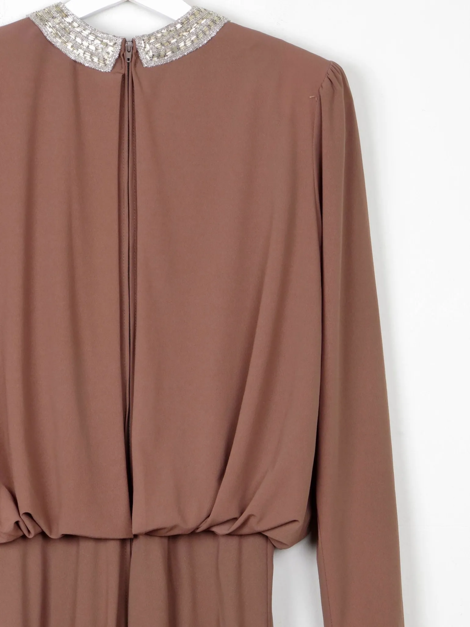 Vintage Caramel Brown Neiman Marcus Midi Dress 8