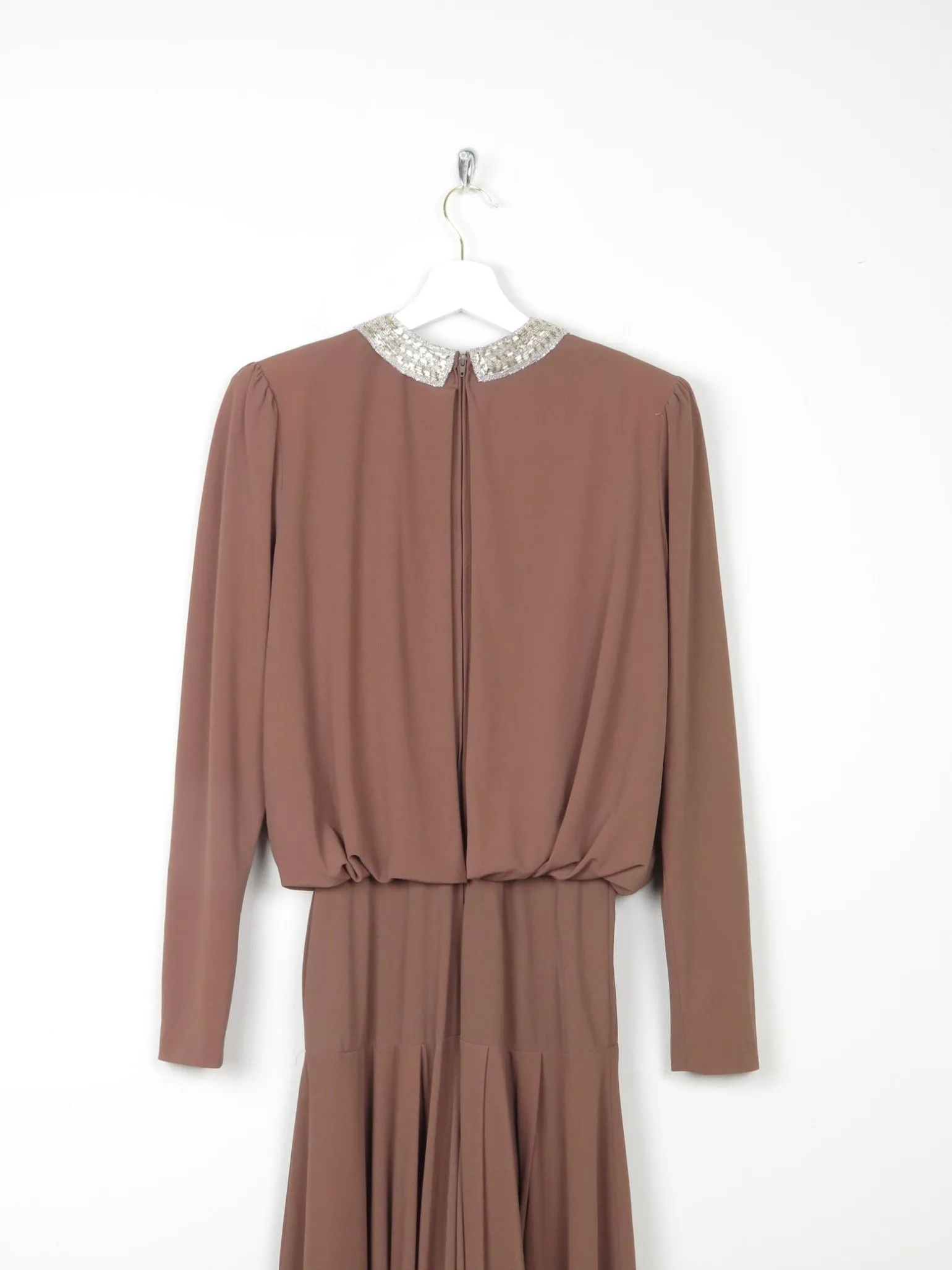 Vintage Caramel Brown Neiman Marcus Midi Dress 8
