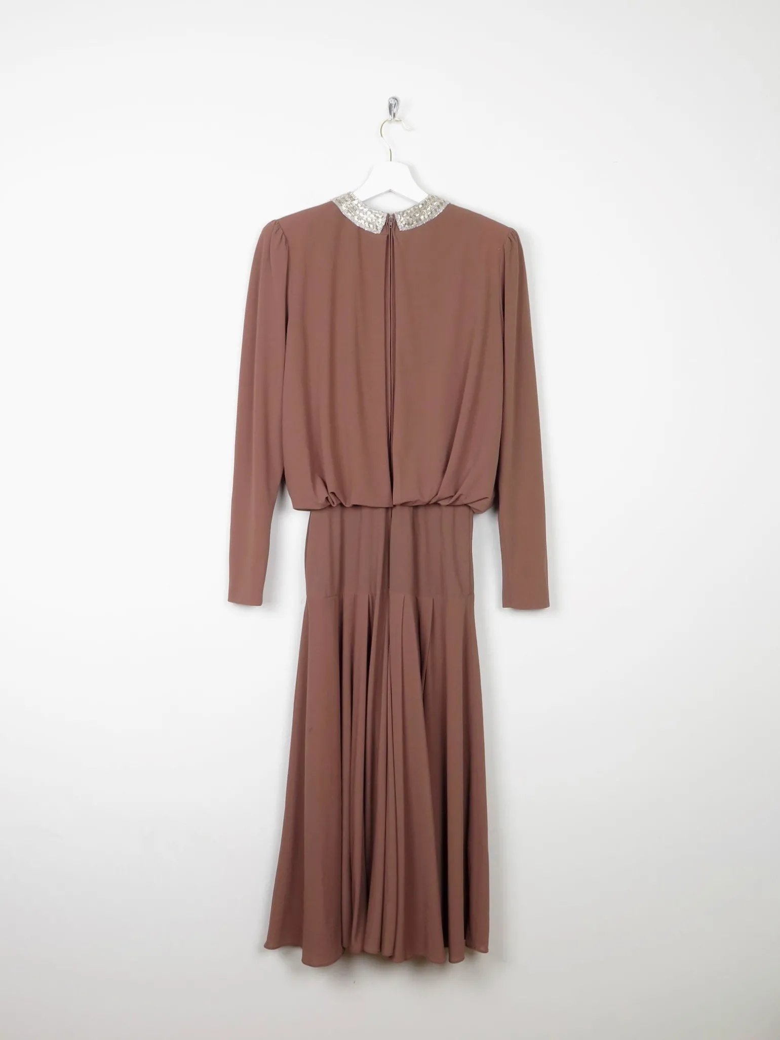 Vintage Caramel Brown Neiman Marcus Midi Dress 8