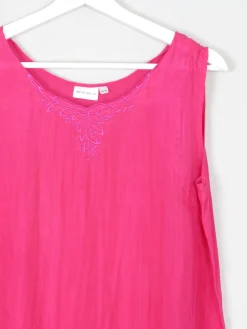 Vintage Cerise Pink Silk Camisole Blouse S/M