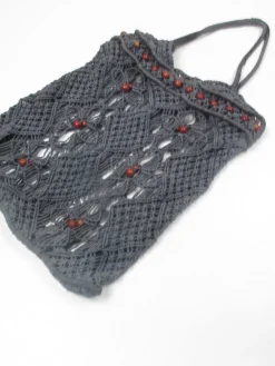 Vintage Charcoal Black Crochet Bag