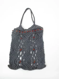Vintage Charcoal Black Crochet Bag