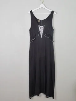 Vintage Charcoal Jersey Maxi Dress M