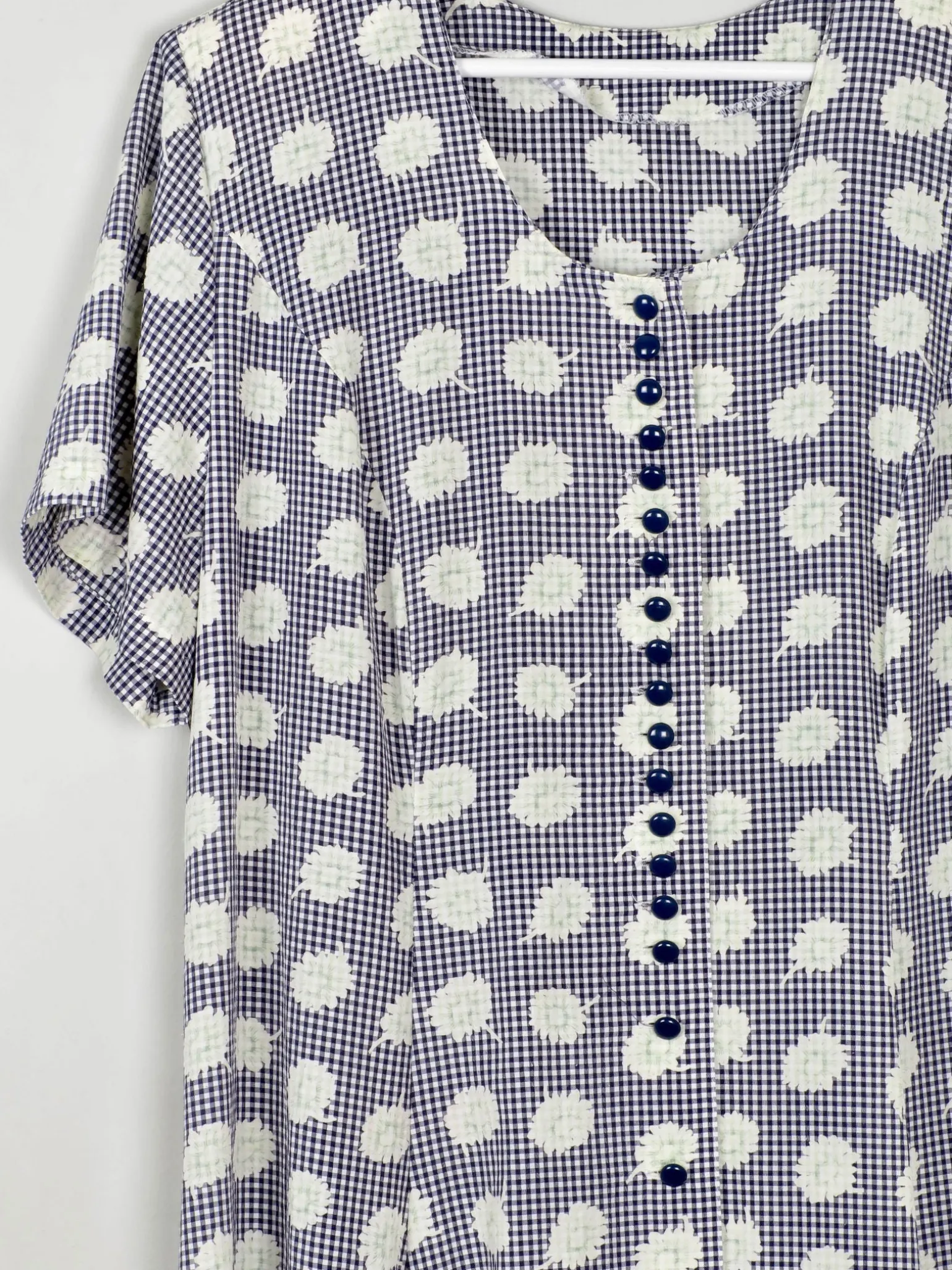 Vintage Check & Floral Button Down Dress XL/XXL