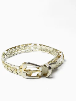 Vintage Clear Embellished Vinyl Belt L