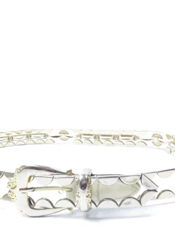 Vintage Clear Embellished Vinyl Belt L