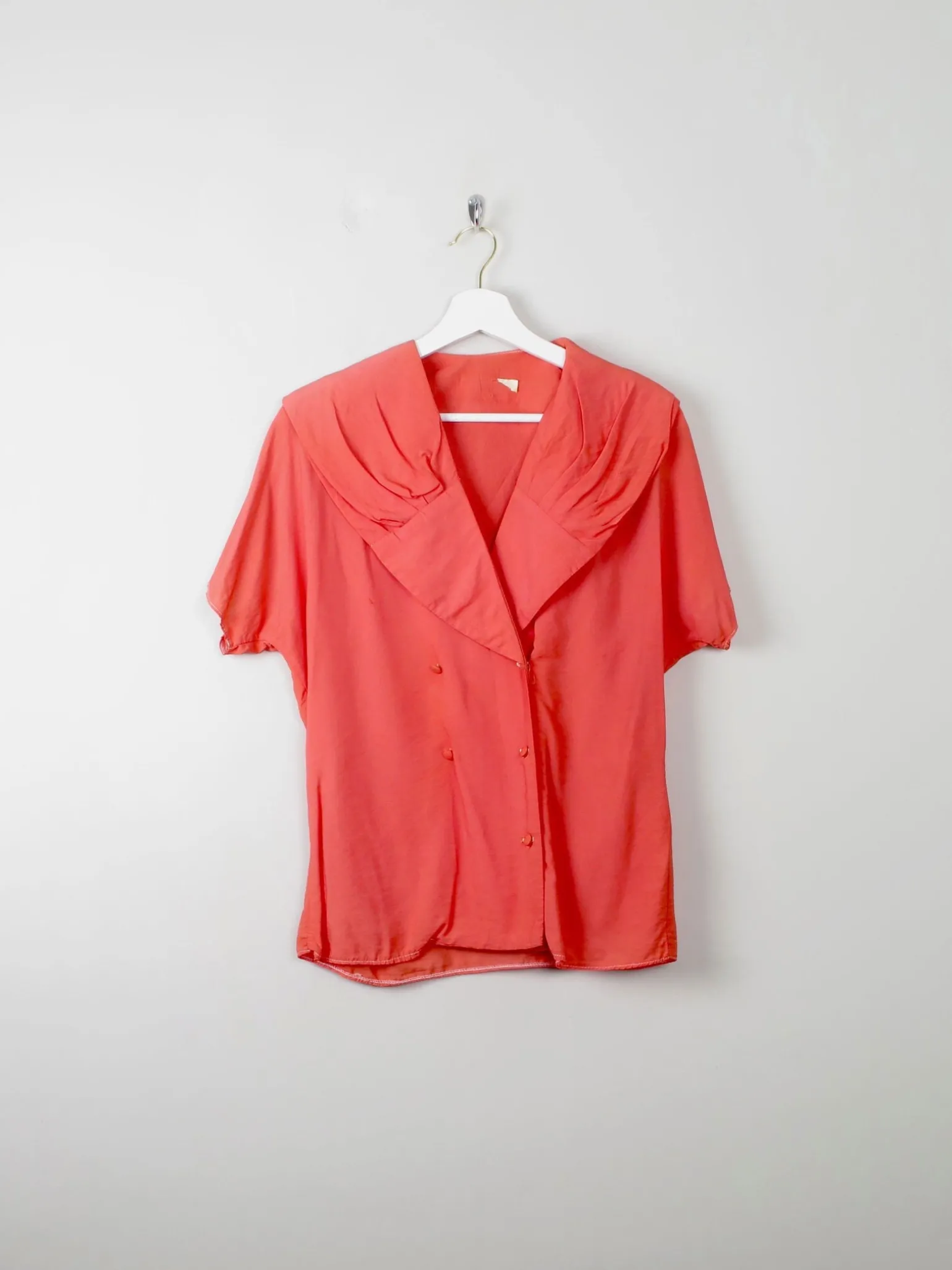Vintage Coral Blouse With Collar S