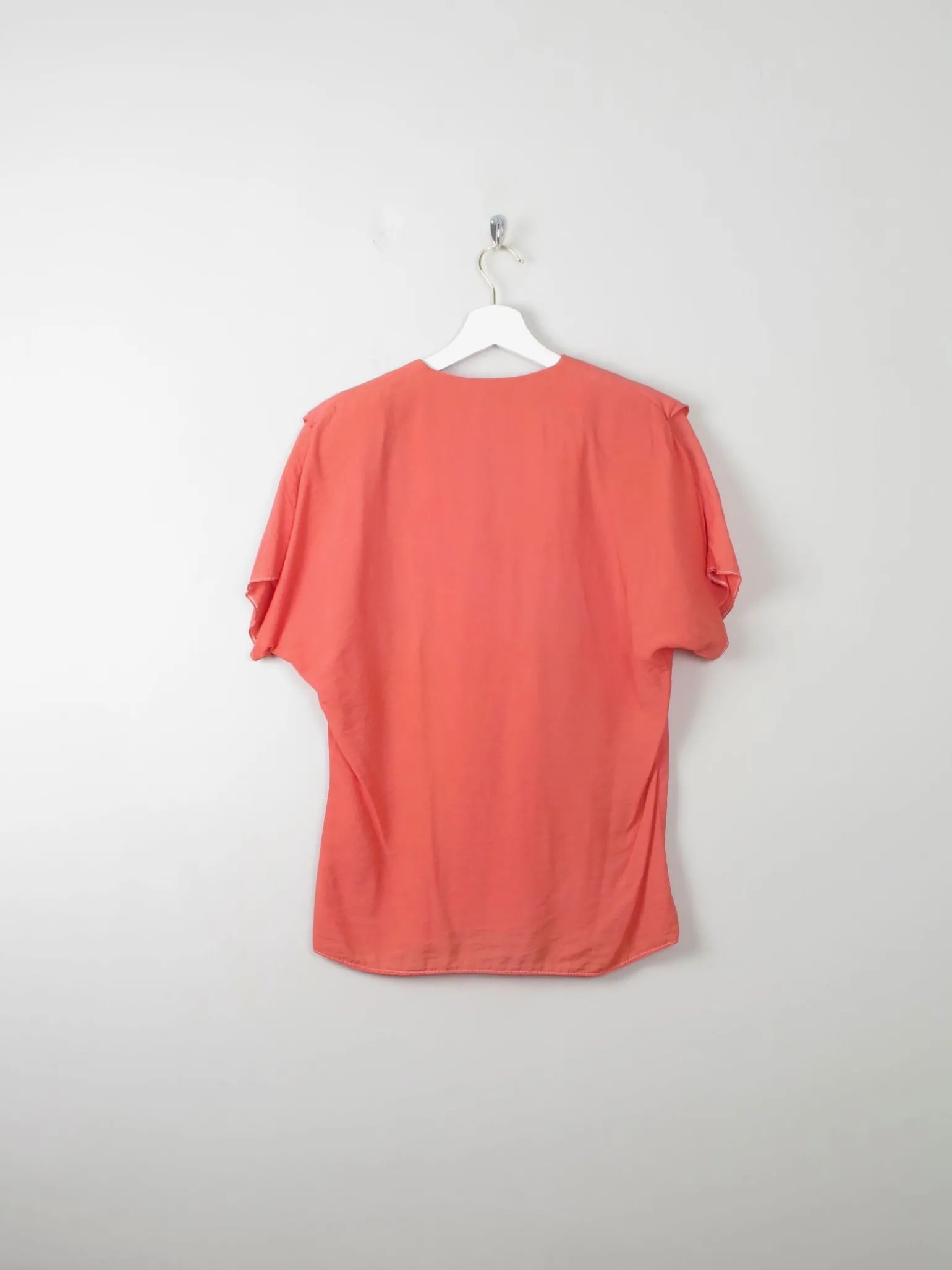 Vintage Coral Blouse With Collar S