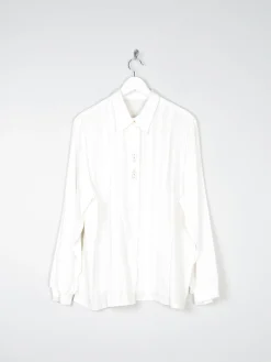 Vintage Cream Blouse With Collar & Rhinestone Detail L/XL