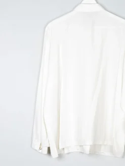 Vintage Cream Blouse With Collar & Rhinestone Detail L/XL