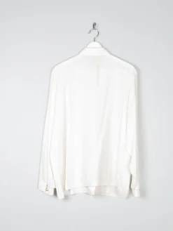 Vintage Cream Blouse With Collar & Rhinestone Detail L/XL