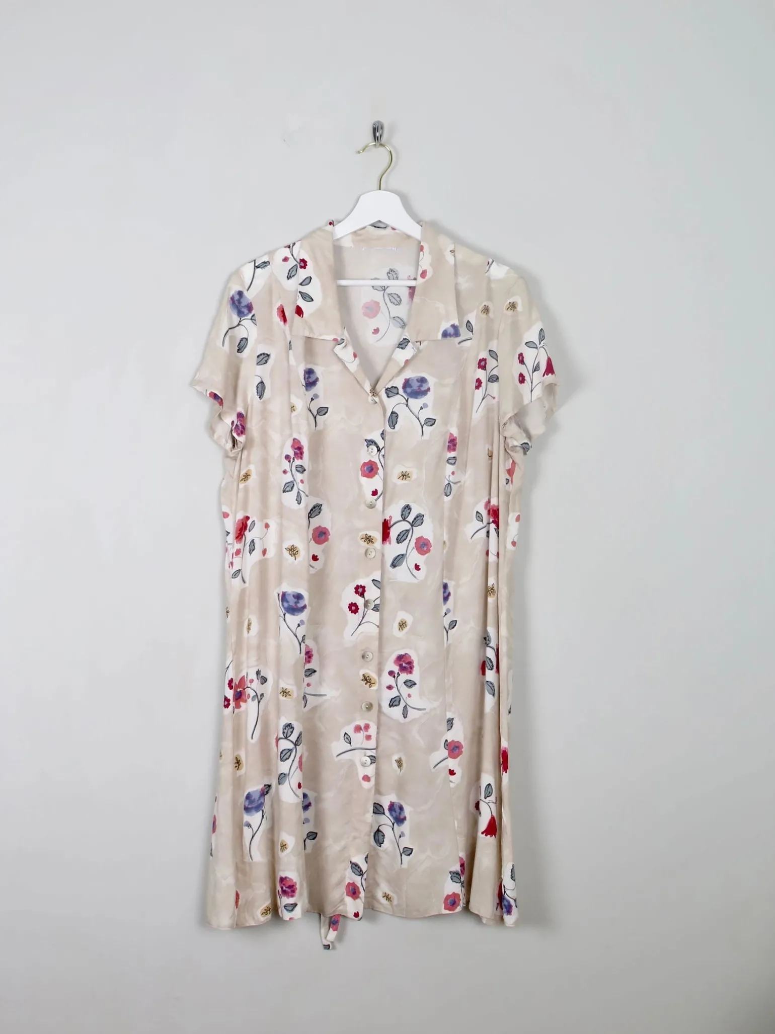 Vintage Cream Floral Dress L/XL