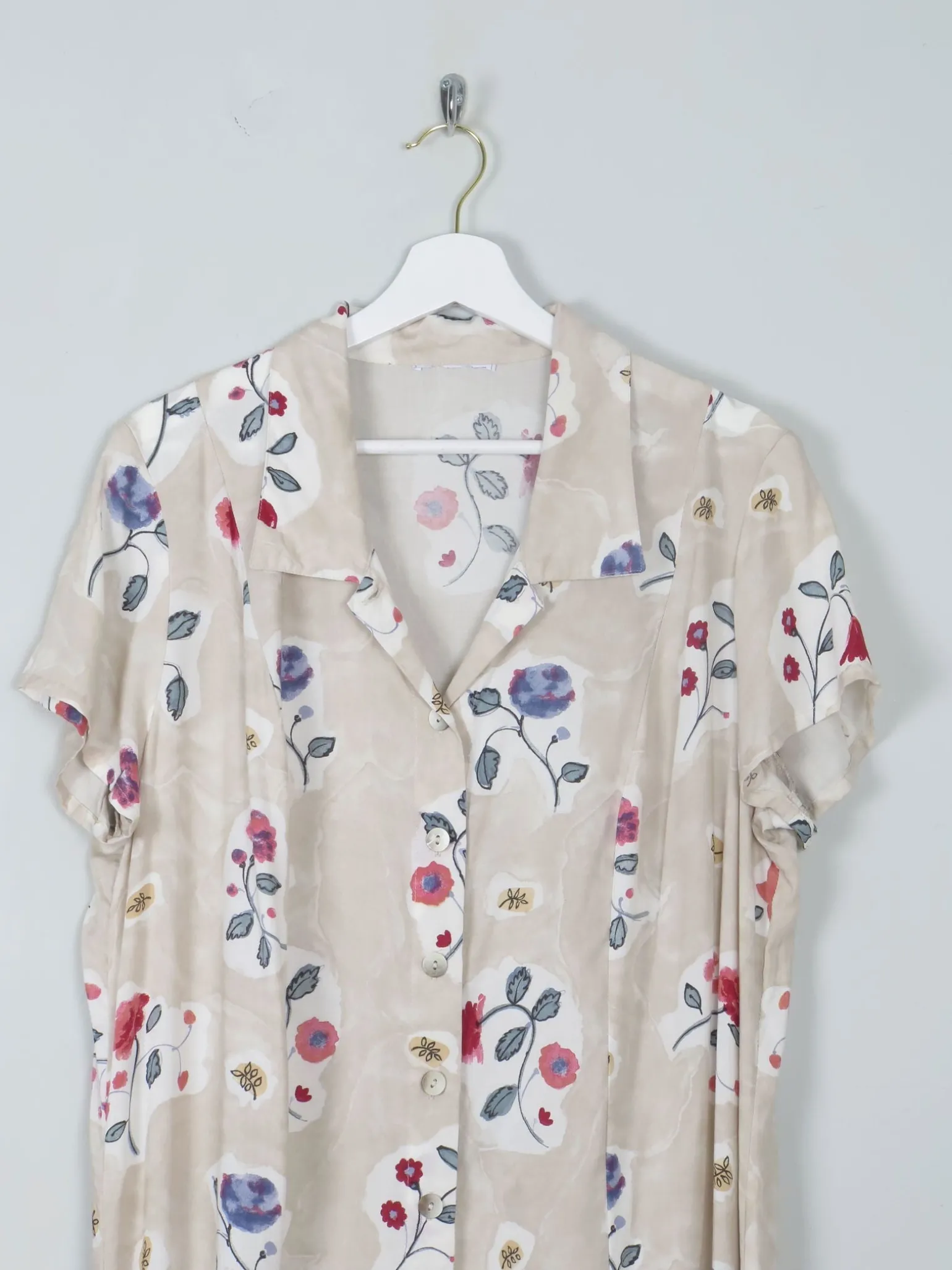 Vintage Cream Floral Dress L/XL