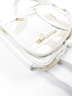 Vintage Cream Leather Patchwork Backpack Bag Unused