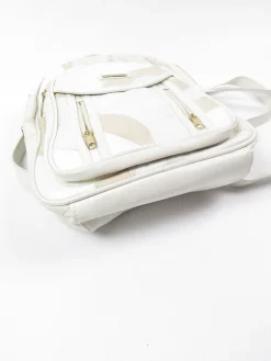Vintage Cream Leather Patchwork Backpack Bag Unused