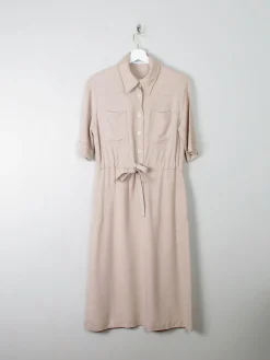 Vintage Cream Linen Safari Dress S